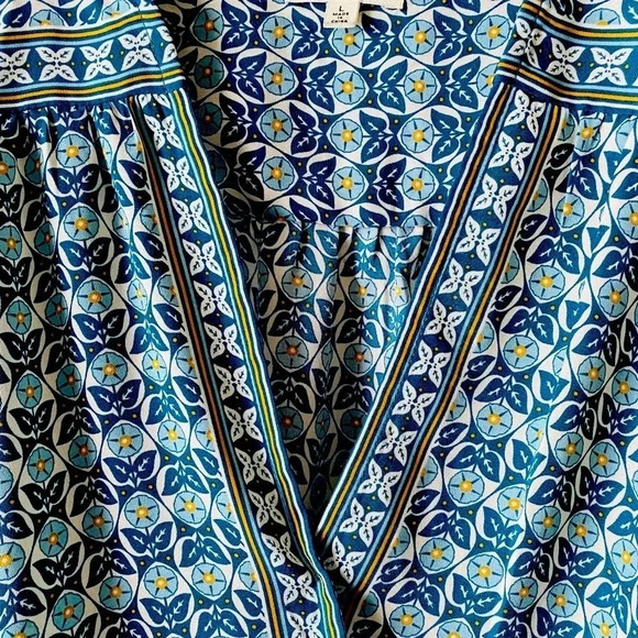 MAX STUDIO| Women’s Crepe Shirtale Faux Wrap Green/White Floral Blouse Size L - Picture 4 of 7